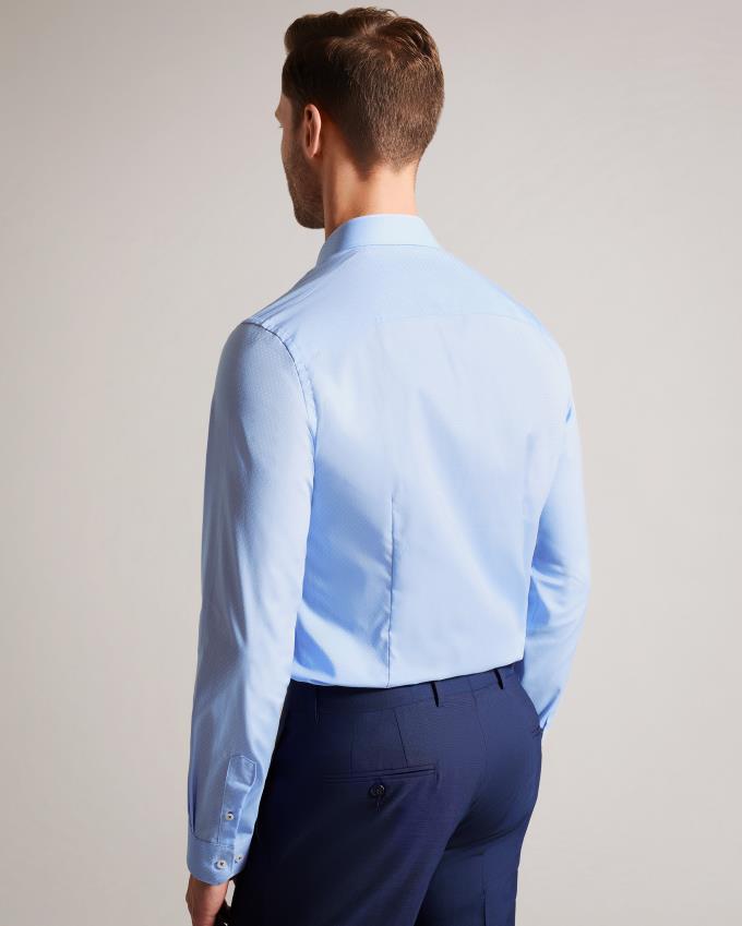 Chemises Ted Baker Long Sleeve Spot Bleu Homme | DCK-60216891